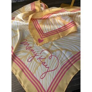 Mary Kay Logo Scarf Pink and Light Gold Hearts Square 28 x 28